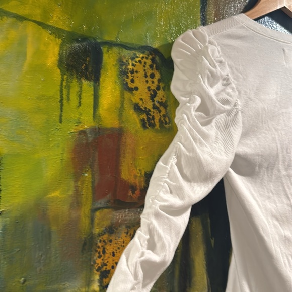 Sundays white v-neck ribbed ruched long-sleeved IVETTE TOP size xs - Picture 5 of 9